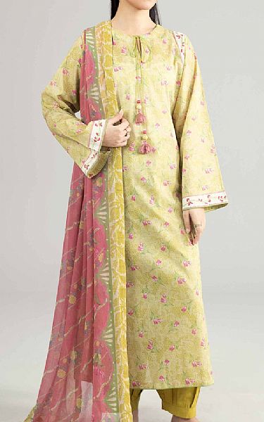 Nishat Light Olive Lawn Suit (2 pcs) | Pakistani Lawn Dress in USA- Image 1