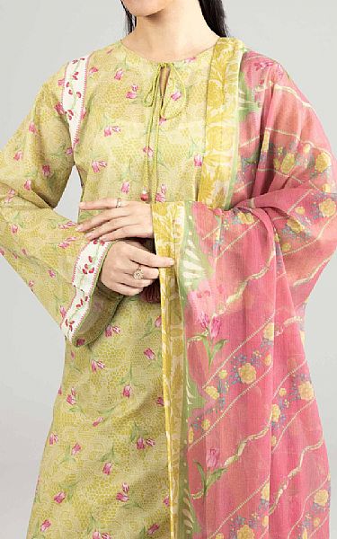 Nishat Light Olive Lawn Suit (2 pcs) | Pakistani Lawn Dress in USA- Image 2