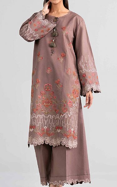 Nishat Rosy Brown Lawn Suit (2 pcs) | Pakistani Lawn Dress in USA- Image 1