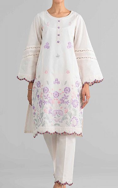 Nishat Off White Lawn Suit (2 pcs) | Pakistani Lawn Dress in USA- Image 1