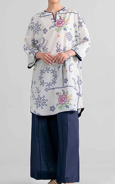 Nishat Off White/Navy Lawn Suit (2 pcs) | Pakistani Lawn Dress in USA- Image 1