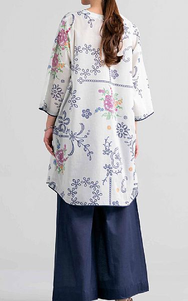 Nishat Off White/Navy Lawn Suit (2 pcs) | Pakistani Lawn Dress in USA- Image 2