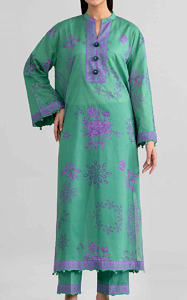Nishat Viridian Green Lawn Suit (2 pcs) | Pakistani Lawn Dress in USA- Image 1