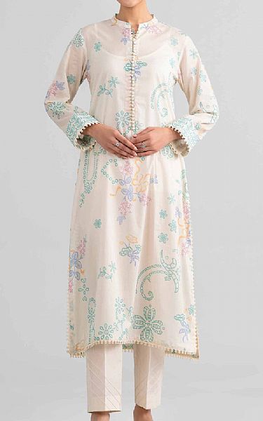 Nishat Off White Lawn Suit (2 pcs) | Pakistani Lawn Dress in USA- Image 1