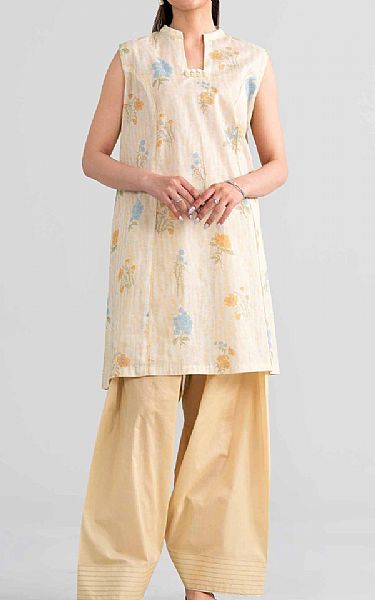 Nishat Ivory Lawn Suit (2 pcs) | Pakistani Lawn Dress in USA- Image 1