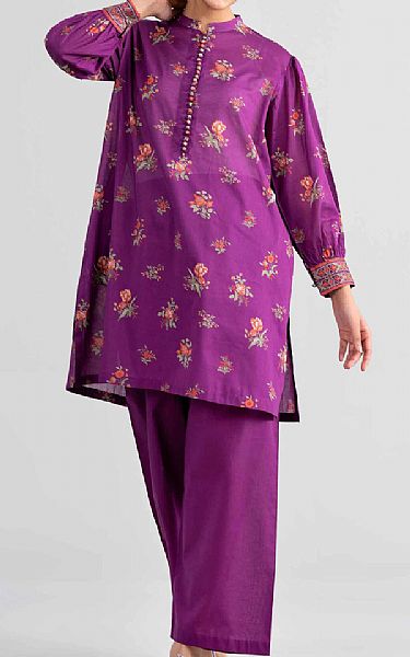 Nishat Magenta Lawn Suit (2 pcs) | Pakistani Lawn Dress in USA- Image 1