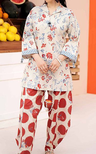 Nishat Off White Lawn Suit (2 pcs) | Pakistani Lawn Dress in USA- Image 1