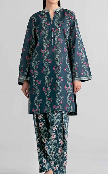 Nishat Teal Lawn Suit (2 pcs) | Pakistani Lawn Dress in USA- Image 1