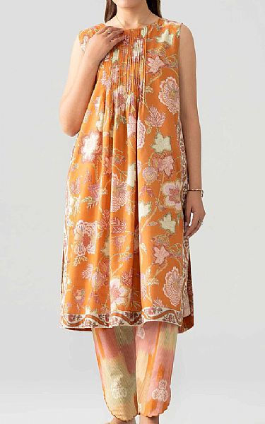 Nishat Dull Orange Lawn Suit (2 pcs) | Pakistani Lawn Dress in USA- Image 1