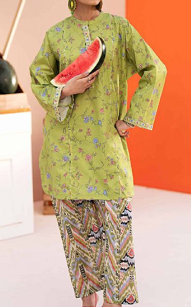 Nishat Lime Green Lawn Suit (2 pcs) | Pakistani Lawn Dress in USA- Image 1