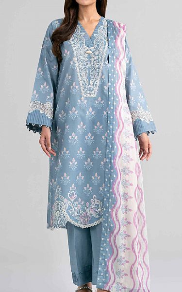 Nishat Carolina Blue Lawn Suit | Pakistani Lawn Dress in USA- Image 1