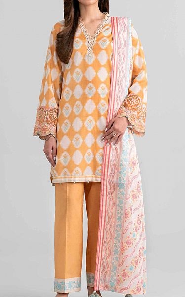 Nishat Pale Orange Lawn Suit | Pakistani Lawn Dress in USA- Image 1