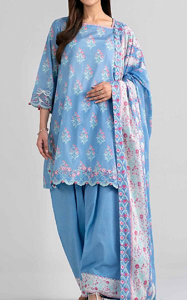 Nishat Baby Blue Lawn Suit | Pakistani Lawn Dress in USA- Image 1