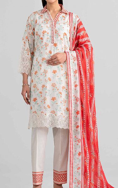 Nishat Off White Lawn Suit | Pakistani Lawn Dress in USA- Image 1