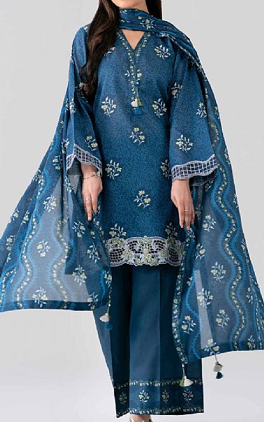 Nishat Regal Blue Lawn Suit | Pakistani Lawn Dress in USA- Image 1