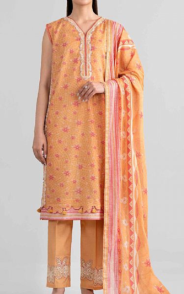 Nishat Persian Orange Lawn Suit | Pakistani Lawn Dress in USA- Image 1