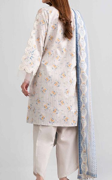 Nishat Light Grey Lawn Suit | Pakistani Lawn Dress in USA- Image 2