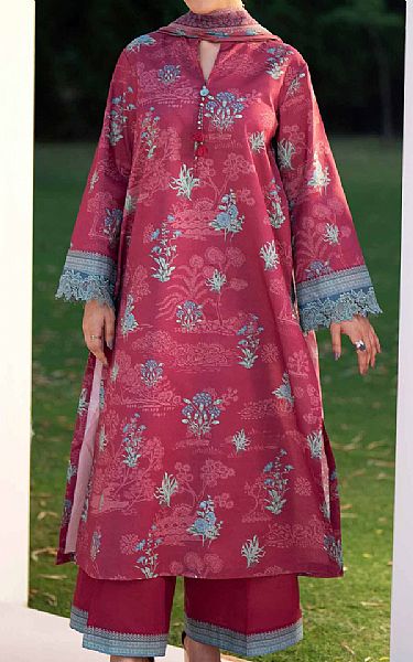 Nishat Light Burgundy Lawn Suit | Pakistani Lawn Dress in USA- Image 1