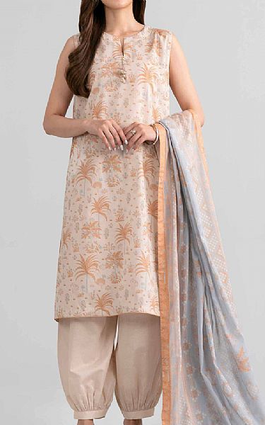Nishat Beige Lawn Suit | Pakistani Lawn Dress in USA- Image 1