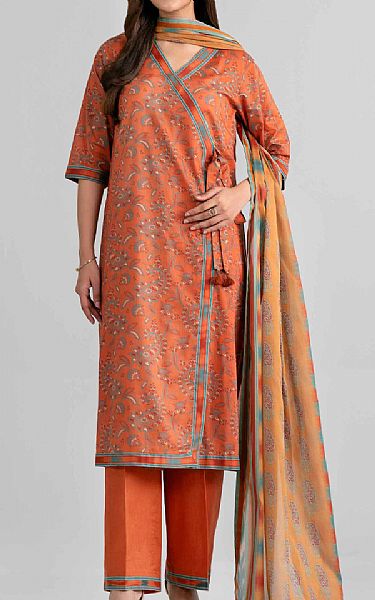 Nishat Sunrise Orange Lawn Suit | Pakistani Lawn Dress in USA- Image 1