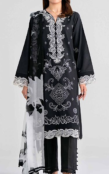Nishat Black/Off White Lawn Suit | Pakistani Lawn Dress in USA- Image 1