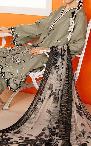 Nishat Sage Green Lawn Suit | Pakistani Lawn Dress in USA- Image 2