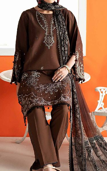 Nishat Brown Lawn Suit | Pakistani Lawn Dress in USA- Image 2