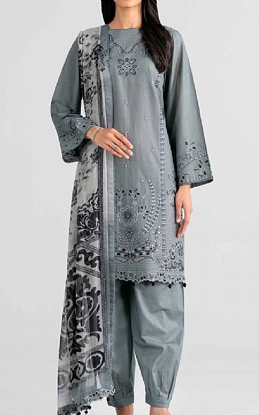Nishat Grey Lawn Suit | Pakistani Lawn Dress in USA- Image 1
