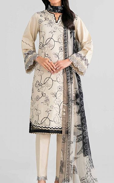 Nishat Off White Lawn Suit | Pakistani Lawn Dress in USA- Image 1