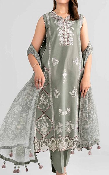 Nishat Sage Green Lawn Suit | Pakistani Lawn Dress in USA- Image 1