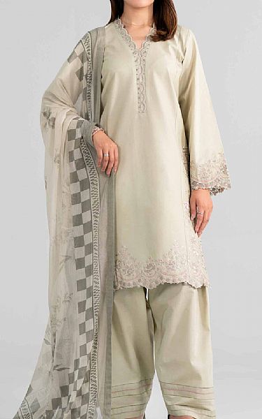 Nishat Beige Lawn Suit | Pakistani Lawn Dress in USA- Image 1