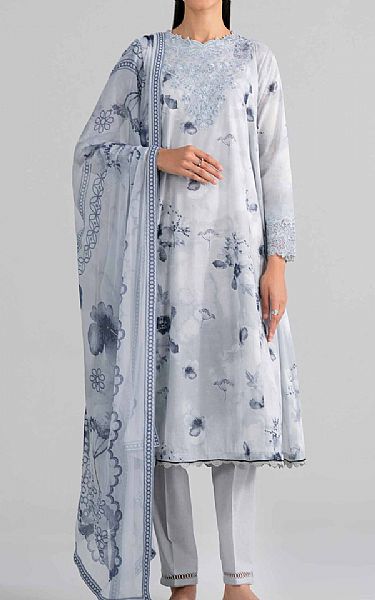 Nishat Pastel Grey Lawn Suit | Pakistani Lawn Dress in USA- Image 1