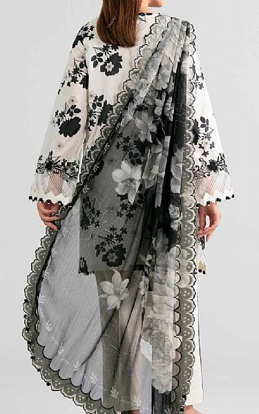Nishat Off White/Black Lawn Suit | Pakistani Lawn Dress in USA- Image 2