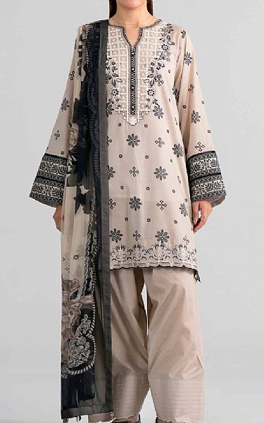 Nishat Beige Lawn Suit | Pakistani Lawn Dress in USA- Image 1