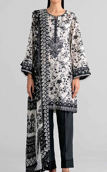 Nishat Off White/Black Lawn Suit | Pakistani Lawn Dress in USA- Image 1