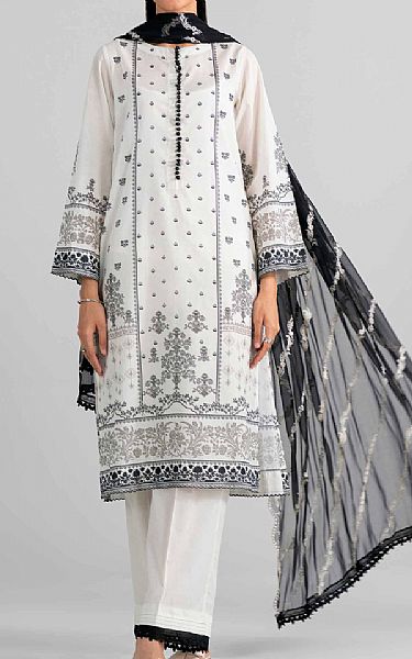 Nishat Off White/Black Lawn Suit | Pakistani Lawn Dress in USA- Image 1
