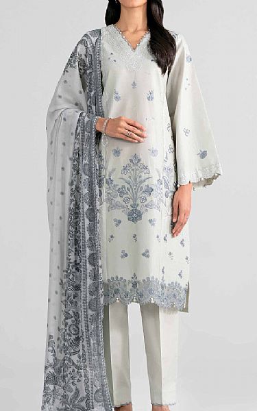 Nishat Light Grey Lawn Suit | Pakistani Lawn Dress in USA- Image 1