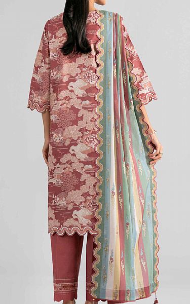Nishat Light Coral/Off White Lawn Suit | Pakistani Lawn Dress in USA- Image 2
