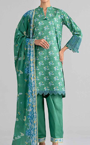 Nishat Sea Green Lawn Suit | Pakistani Lawn Dress in USA- Image 1