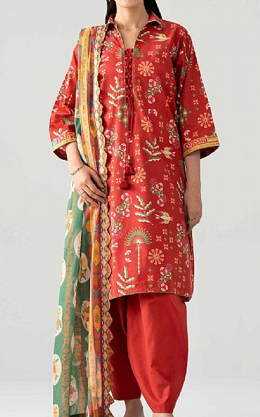 Nishat Persian Red Lawn Suit | Pakistani Lawn Dress in USA- Image 1