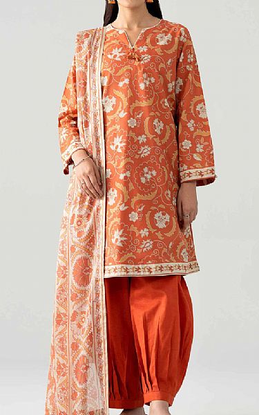 Nishat Sunrise Orange Lawn Suit | Pakistani Lawn Dress in USA- Image 1