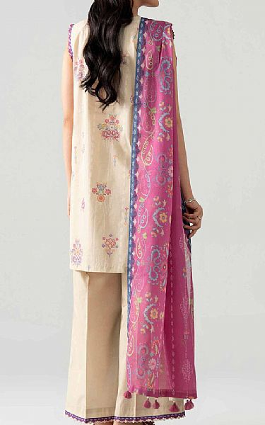 Nishat Beige Lawn Suit | Pakistani Lawn Dress in USA- Image 2