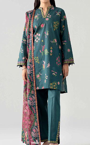 Nishat Beetle Green Lawn Suit | Pakistani Lawn Dress in USA- Image 1