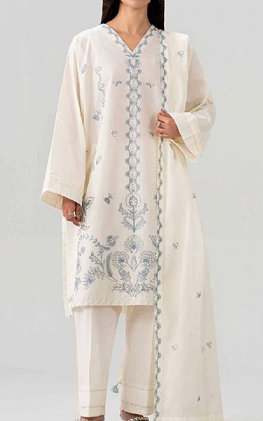 Nishat Off White Lawn Suit | Pakistani Lawn Dress in USA- Image 1