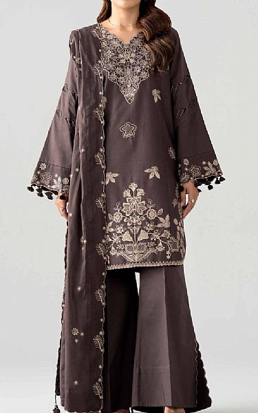 Nishat Woody Brown Lawn Suit | Pakistani Lawn Dress in USA- Image 1