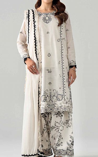 Nishat Off White Lawn Suit | Pakistani Lawn Dress in USA- Image 1