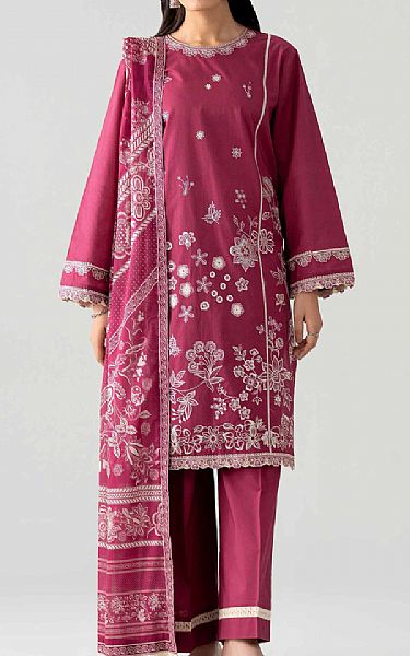 Nishat Raspberry Rose Dobby Suit | Pakistani Lawn Dress in USA- Image 1