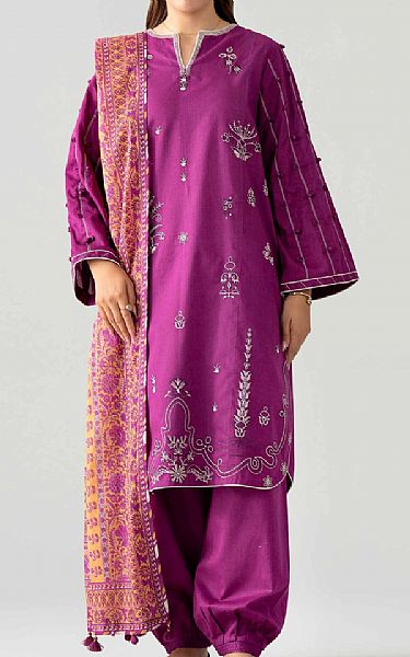 Nishat Fuchsia Dobby Suit | Pakistani Lawn Dress in USA- Image 1