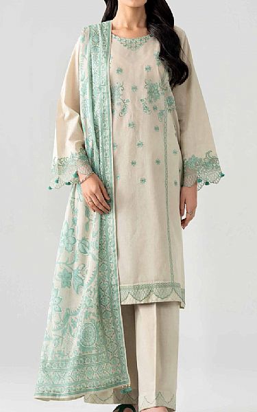 Nishat Beige Dobby Suit | Pakistani Lawn Dress in USA- Image 1