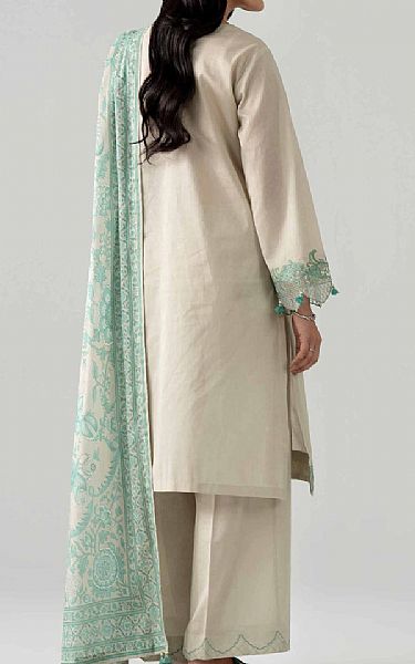 Nishat Beige Dobby Suit | Pakistani Lawn Dress in USA- Image 2